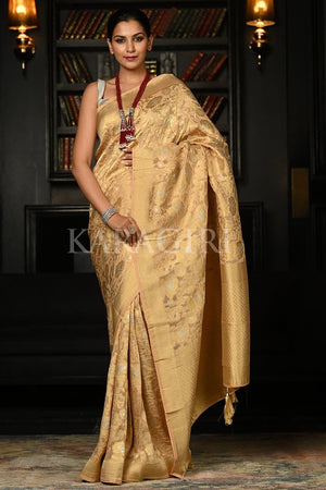 Sepia Beige Khaddi Banarasi Georgette Saree