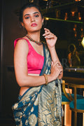 Banarasi Khaddi Georgette Saree Slate Grey Banarasi Khaddi Georgette Saree saree online