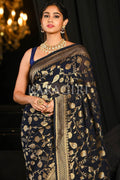 Banarasi Khaddi Georgette Saree Space Blue Banarasi Khaddi Georgette Saree saree online