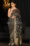 Banarasi Khaddi Georgette Saree Space Blue Banarasi Khaddi Georgette Saree saree online
