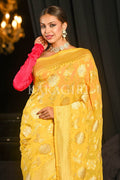 Banarasi Khaddi Georgette Saree Sunshine Yellow Khaddi Georgette Banarasi Saree saree online