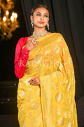 Banarasi Khaddi Georgette Saree Sunshine Yellow Khaddi Georgette Banarasi Saree saree online