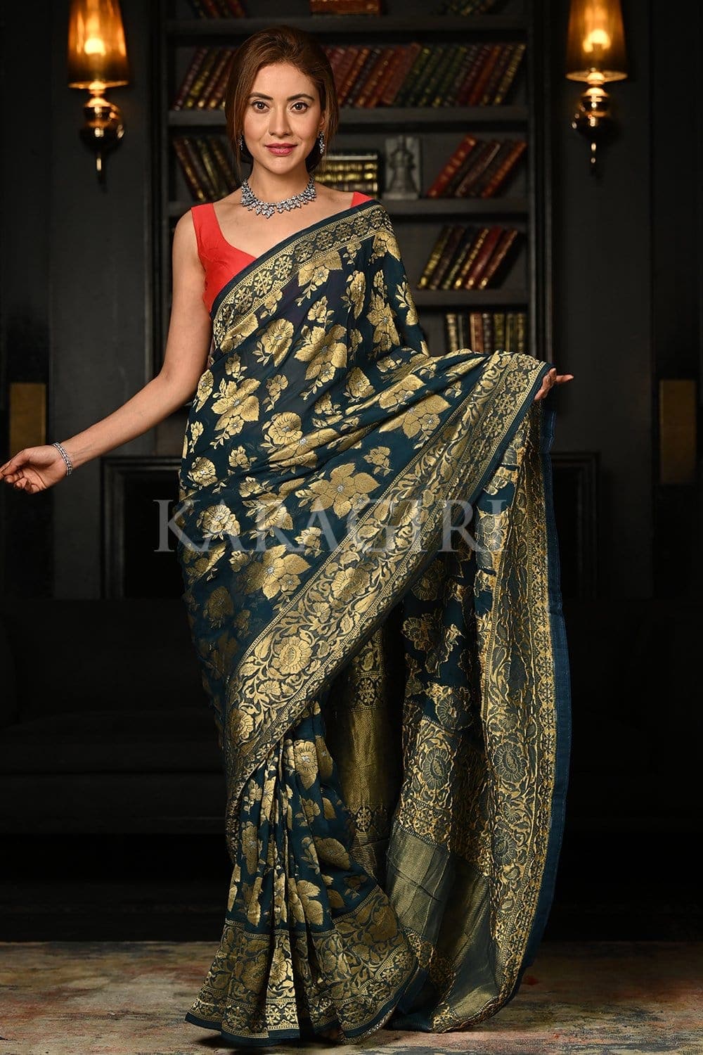 Printed Banarasi Georgette Saree Price in India - Buy Printed Banarasi  Georgette Saree online at Shopsy.in