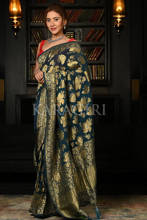 blue banarasi saree
