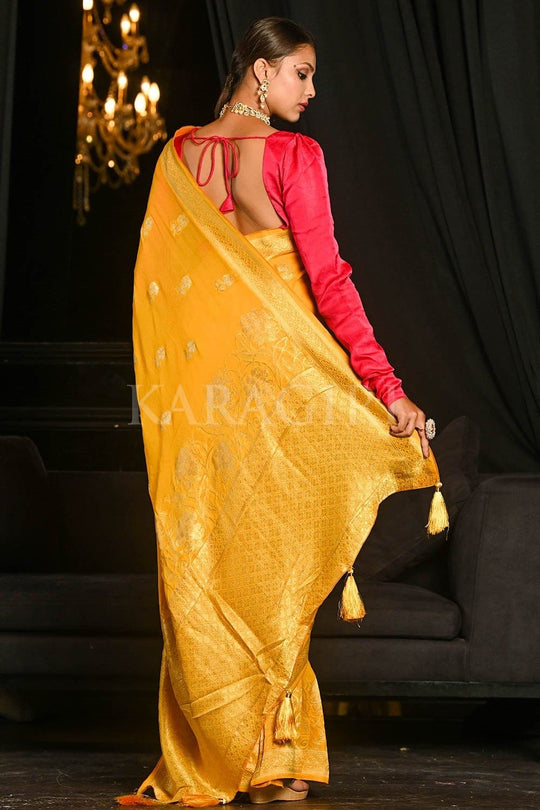 Banarasi Khaddi Georgette Saree Tuscan Sun Yellow Banarasi Khaddi Georgette Saree saree online