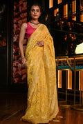 Banarasi Khaddi Georgette Saree Tuscany Yellow Banarasi Khaddi Georgette Saree saree online