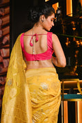 Banarasi Khaddi Georgette Saree Tuscany Yellow Banarasi Khaddi Georgette Saree saree online