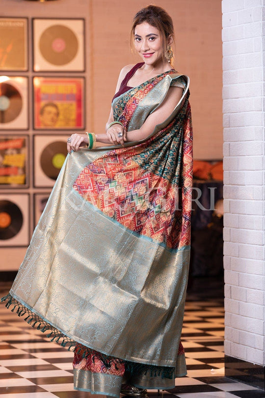 Banarasi - Patola Saree Basil Green Banarasi Patola Saree saree online