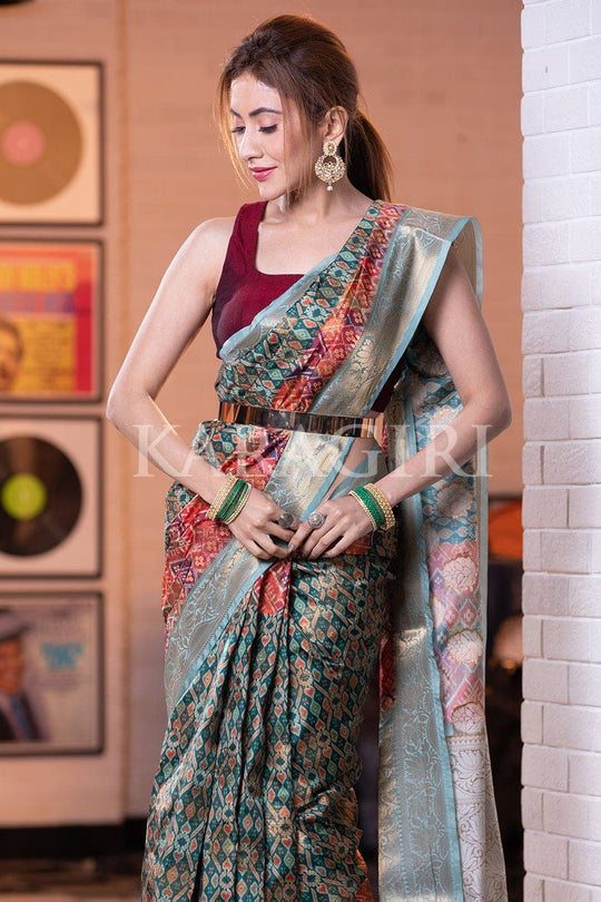 Banarasi - Patola Saree Basil Green Banarasi Patola Saree saree online