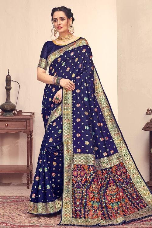 Banarasi - Patola Saree Berry Blue Banarasi - Patola Saree saree online