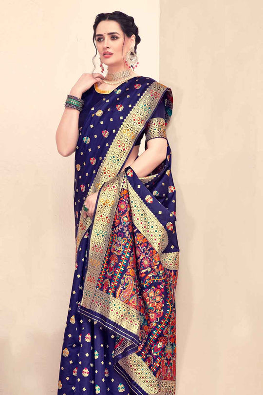 Banarasi - Patola Saree Berry Blue Banarasi - Patola Saree saree online