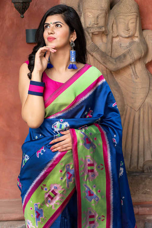 Blue Orchid Banarasi Patola Saree