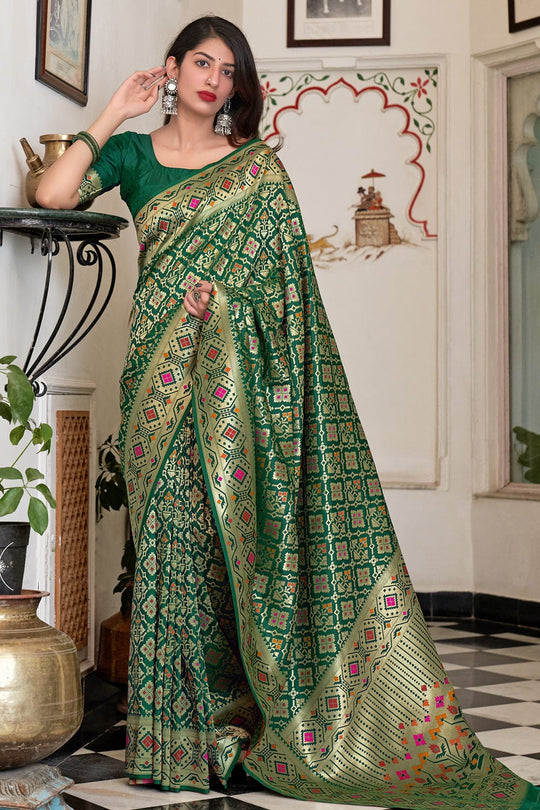 green banarasi saree