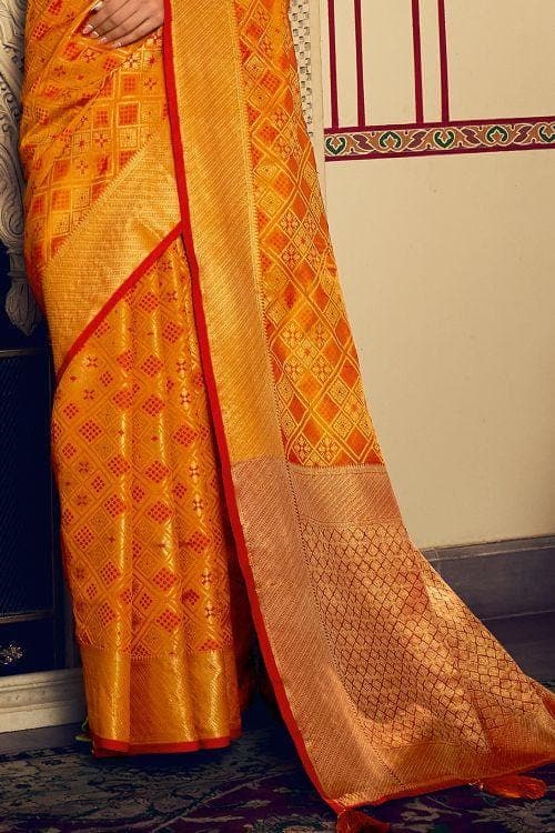 Banarasi - Patola Saree Bright Yellow Banarasi Patola Saree saree online