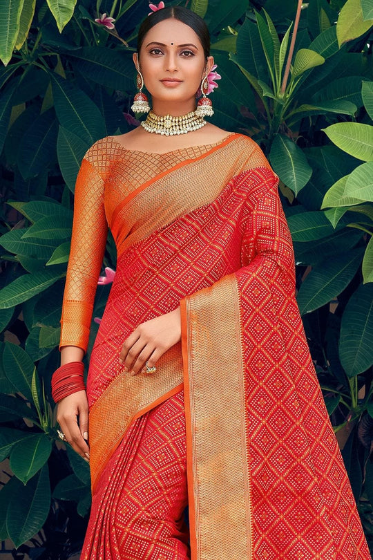 Banarasi - Patola Saree Candy Red Banarasi - Patola Saree saree online