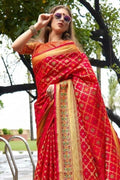 Banarasi Patola Saree Cherry Red Banarasi Patola Saree saree online