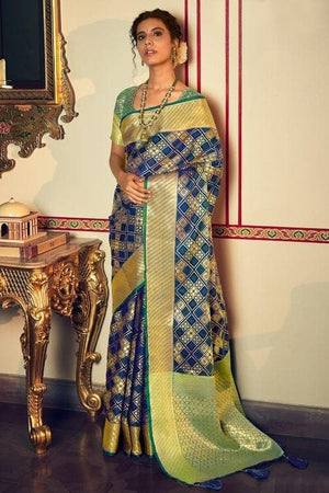 Cobalt Blue Banarasi Patola Saree