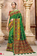 Banarasi - Patola Saree Fun Green Banarasi - Patola Saree saree online