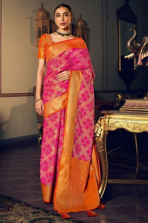 Fuscia Pink Banarasi Patola Saree