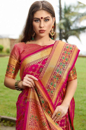 Hot Pink Banarasi Patola Saree