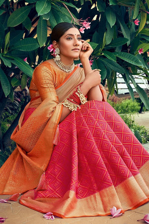 pink banarasi saree