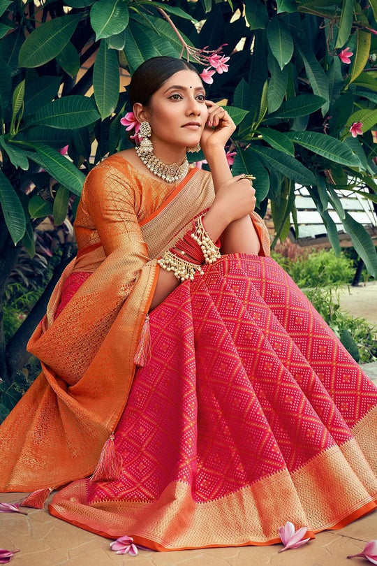 pink banarasi saree