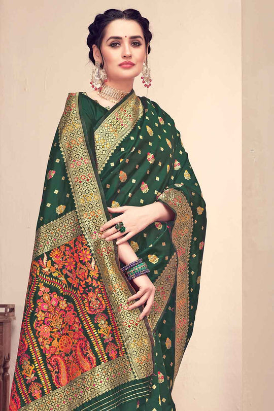 Banarasi - Patola Saree Hunter Green Banarasi - Patola Saree saree online