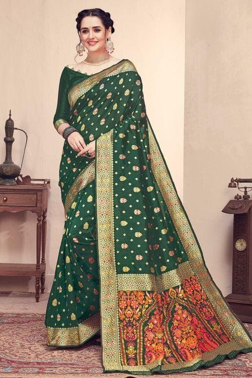 Banarasi - Patola Saree Hunter Green Banarasi - Patola Saree saree online