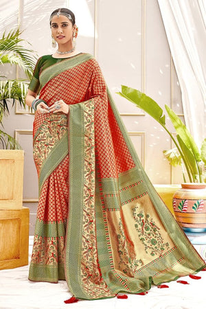 Imperial Red Banarasi Patola Saree