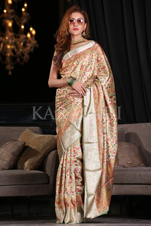 Lime Green Digital Print Saree