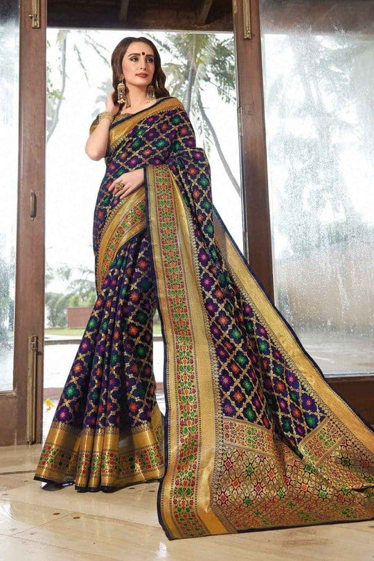 Banarasi - Patola Saree Midnight Blue Banarasi - Patola Saree saree online