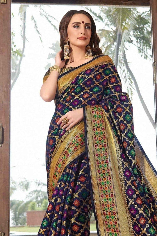 Banarasi Patola Saree Midnight Blue Banarasi Patola Saree saree online