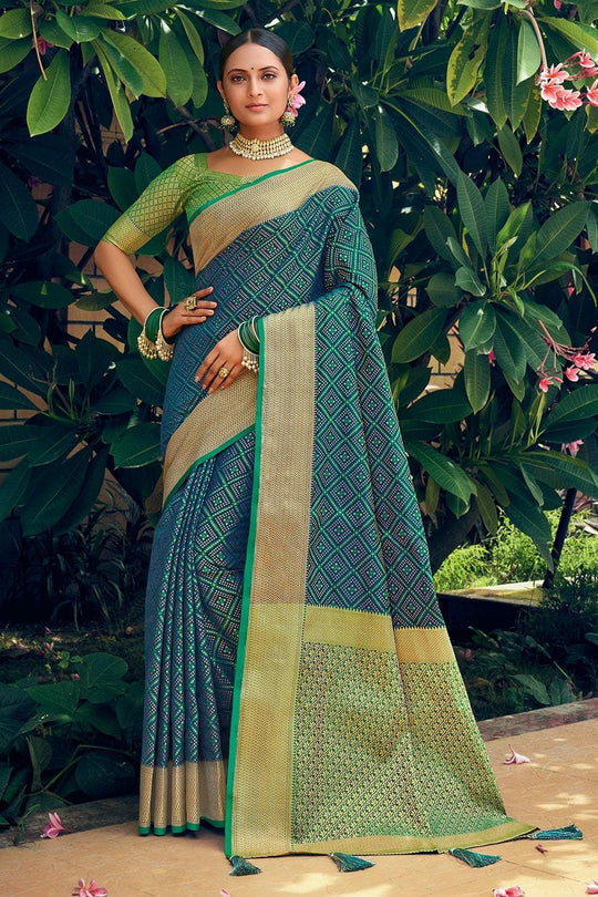 blue banarasi saree