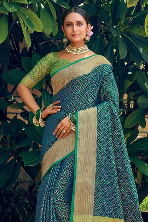 blue banarasi patola saree