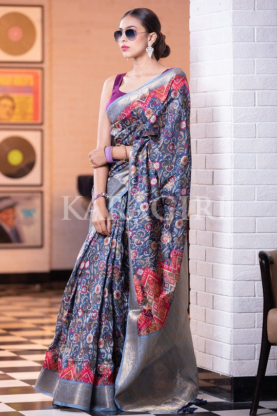 Banarasi - Patola Saree Prussian Blue Banarasi Patola Saree saree online