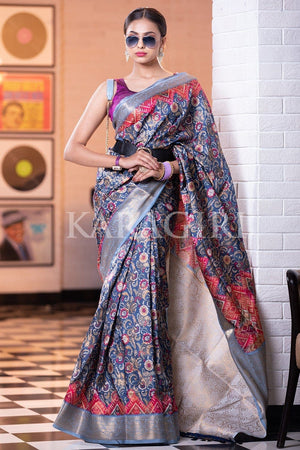 Prussian Blue Banarasi Patola Saree