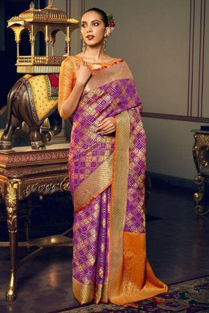 Purple Banarasi Patola Saree