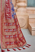 Banarasi - Patola Saree Red,Blue Woven Designer Banarasi - Patola Fusion Saree saree online