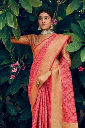 Banarasi Patola Saree Rose Pink Banarasi Patola Saree saree online