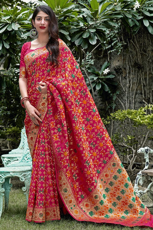 Rose Pink Banarasi Patola Saree