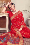 Banarasi - Patola Saree Scarlet Red Banarasi - Patola Saree saree online