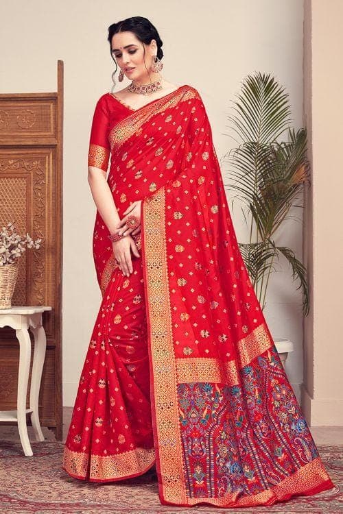 Banarasi - Patola Saree Scarlet Red Banarasi - Patola Saree saree online