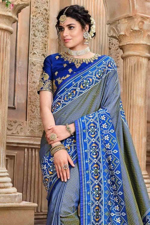Silk Blue Banarasi Patola Saree