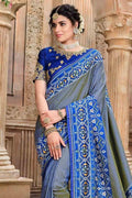 Banarasi Patola Saree Silk Blue Banarasi Patola Saree saree online