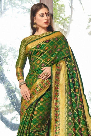 Spring Green Banarasi Patola Saree