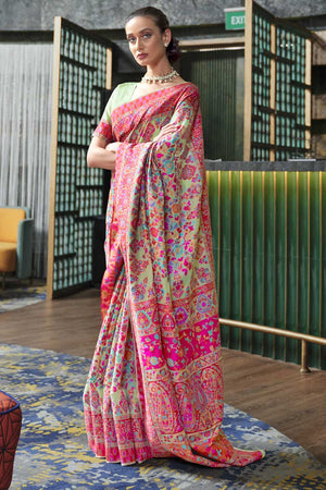 Sprout Green Banarasi Patola Saree With Blouse Piece