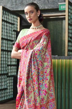 green banarasi patola saree