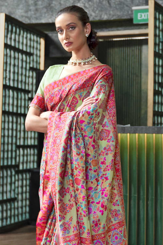 green banarasi patola saree