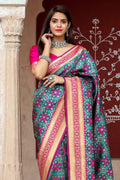 Turkish Blue Banarasi Patola Saree