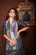 Anchor Grey Banarasi Raw Silk Saree